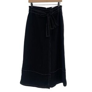 Yigal Azrouel Women’s Size 8 Jet Black High Rise Wrap Culottes With Belt